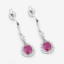 0.70 Carat Genuine Ruby and White Diamond 14K White Gold Earrings-9