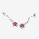 0.70 Carat Genuine Ruby and White Diamond 14K White Gold Earrings-10