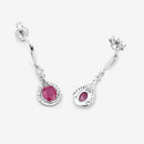 0.70 Carat Genuine Ruby and White Diamond 14K White Gold Earrings-11