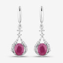 0.70 Carat Genuine Ruby and White Diamond 14K White Gold Earrings-12