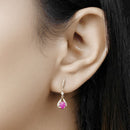 0.70 Carat Genuine Ruby and White Diamond 14K Yellow Gold Earrings-14