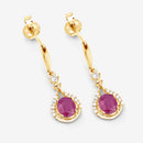 0.70 Carat Genuine Ruby and White Diamond 14K Yellow Gold Earrings-9
