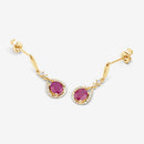 0.70 Carat Genuine Ruby and White Diamond 14K Yellow Gold Earrings-10