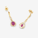 0.70 Carat Genuine Ruby and White Diamond 14K Yellow Gold Earrings-11
