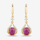 0.70 Carat Genuine Ruby and White Diamond 14K Yellow Gold Earrings-12