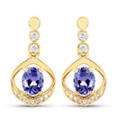 0.76 Carat Genuine Tanzanite and White Diamond 14K Yellow Gold Earrings-7