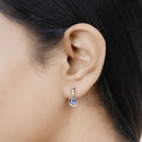 0.76 Carat Genuine Tanzanite and White Diamond 14K Yellow Gold Earrings-16