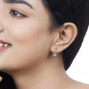 0.76 Carat Genuine Tanzanite and White Diamond 14K Yellow Gold Earrings-17