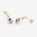 0.76 Carat Genuine Tanzanite and White Diamond 14K Yellow Gold Earrings-13