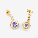 0.76 Carat Genuine Tanzanite and White Diamond 14K Yellow Gold Earrings-14