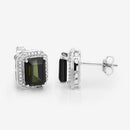 3.57 Carat Genuine Green Tourmaline and White Diamond 14K White Gold Earrings-12