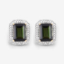 3.57 Carat Genuine Green Tourmaline and White Diamond 14K Yellow Gold Earrings-8