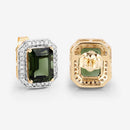 3.57 Carat Genuine Green Tourmaline and White Diamond 14K Yellow Gold Earrings-13
