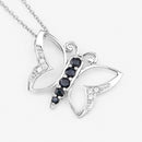 0.56 Carat Genuine Blue Sapphire and White Zircon .925 Sterling Silver Necklace-4