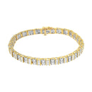10K Yellow Gold 4.0 Cttw Alternating Baguette & Round Cut Diamond Bezel- & Prong-Set 7" Tennis Bracelet (G-H Color, SI1-SI2 Clarity)-2