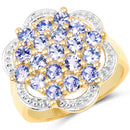 14K Yellow Gold Plated 1.52 Carat Genuine Tanzanite .925 Sterling Silver Ring-1
