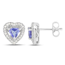 1.20 Carat Genuine Tanzanite & White Diamond .925 Sterling Silver Earrings-2