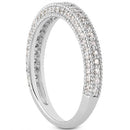 14k White Gold Fancy Pave Diamond Milgrain Textured Wedding Ring Band-2