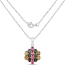 4.34 Carat Genuine Pink Tourmaline, Green Tourmaline & Brown Tourmaline .925 Sterling Silver Pendant-2