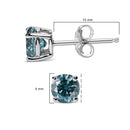 14K White Gold 1/2 Cttw Round Brilliant Cut Lab Grown Blue Diamond 4-Prong Classic Solitaire Stud Earrings (Blue Color, VVS2-VS1 Clarity)-4
