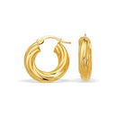 14k Yellow Gold Fancy Twist Hoop Earrings (7/8 inch Diameter)-1