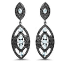 8.80 Carat Genuine Blue Topaz and Black Spinel .925 Sterling Silver Earrings-1