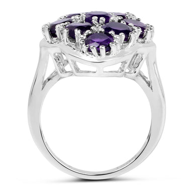 4.05 Carat Genuine Amethyst .925 Sterling Silver Ring - 0