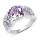 4.07 Carat Genuine Amethyst & Tanzanite .925 Sterling Silver Ring-1
