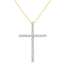 10K Yellow Gold Plated .925 Sterling Silver 4.0 Cttw Round Cut Diamond Cross Pendant Necklace (J-K Color, I1-I2 Clarity) - 18"-1
