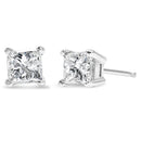 AGS Certified 2/5 Cttw Princess Cut Diamond 14K White Gold 4-Prong Solitaire Square Stud Earrings (L-M Color, I1-I2 Clarity)-1