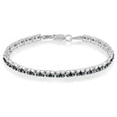 Black Rhodium over .925 Sterling Silver 1.0 Cttw Rose Cut Diamond Double-Link 7" Tennis Bracelet (Blue Color, I1-I2 Clarity)-2