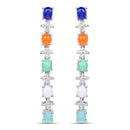 4.40 Carat Genuine Multi Stone .925 Sterling Silver Earrings-4