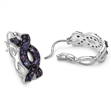 0.70 Carat Genuine Amethyst .925 Sterling Silver Earrings - 0