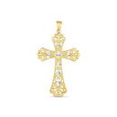14k Two Tone Gold High Polish Diamond Cut Cross Pendant-2
