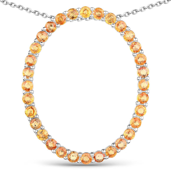 2.88 Carat Genuine Orange Sapphire .925 Sterling Silver Pendant