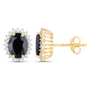 3.32 Carat Genuine Blue Sapphire and White Diamond 14K Yellow Gold Earrings-2