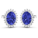 2.56 Carat Genuine Tanzanite and White Diamond 14K White Gold Earrings-5