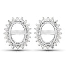 0.26 Carat Genuine White Diamond 14K White Gold Semi Mount Earrings - holds 8x6mm Oval Gemstones-4