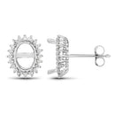 0.26 Carat Genuine White Diamond 14K White Gold Semi Mount Earrings - holds 8x6mm Oval Gemstones-5