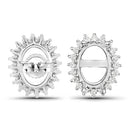 0.26 Carat Genuine White Diamond 14K White Gold Semi Mount Earrings - holds 8x6mm Oval Gemstones-6