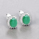 2.66 Carat Genuine Zambian Emerald and White Diamond 10K White Gold Earrings-4