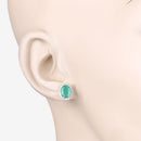 2.66 Carat Genuine Zambian Emerald and White Diamond 10K White Gold Earrings-5