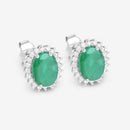 2.66 Carat Genuine Zambian Emerald and White Diamond 10K White Gold Earrings-6