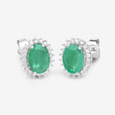 2.66 Carat Genuine Zambian Emerald and White Diamond 10K White Gold Earrings-7