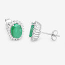 2.66 Carat Genuine Zambian Emerald and White Diamond 10K White Gold Earrings-8