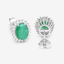2.66 Carat Genuine Zambian Emerald and White Diamond 10K White Gold Earrings-9