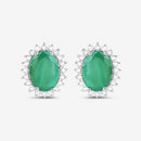 2.66 Carat Genuine Zambian Emerald and White Diamond 10K White Gold Earrings-10