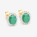 2.66 Carat Genuine Zambian Emerald and White Diamond 10K Yellow Gold Earrings-6