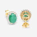 2.66 Carat Genuine Zambian Emerald and White Diamond 10K Yellow Gold Earrings-9