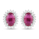 1.16 Carat Genuine Ruby and White Diamond 14K White Gold Earrings-1
